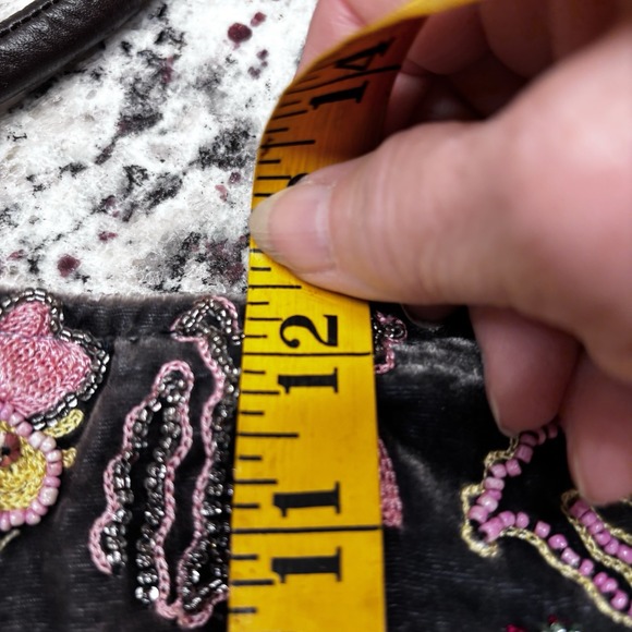 Chan Luu Velvet Silk Embroidered Beaded Bag W/ Leather Handle, Boho Luxurious - Picture 15 of 16